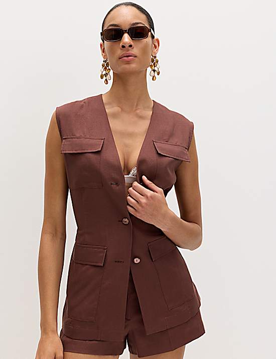 Tailored Striped Longline Waistcoat