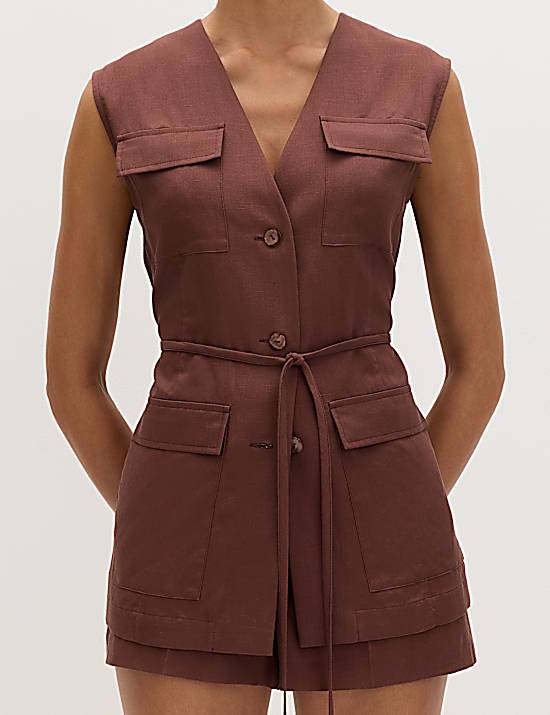 Tailored Striped Longline Waistcoat
