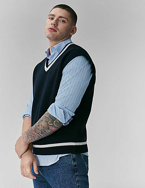 Tailored Striped Longline Waistcoat