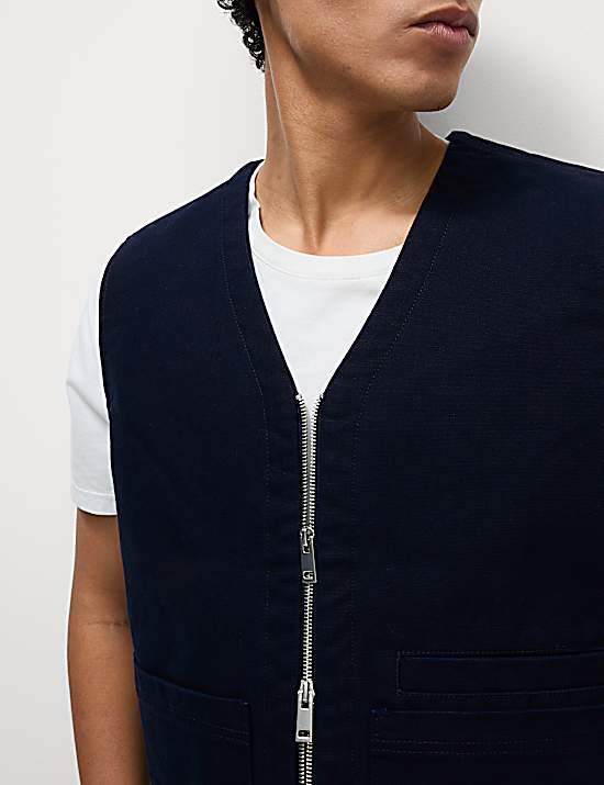 Tailored Striped Longline Waistcoat
