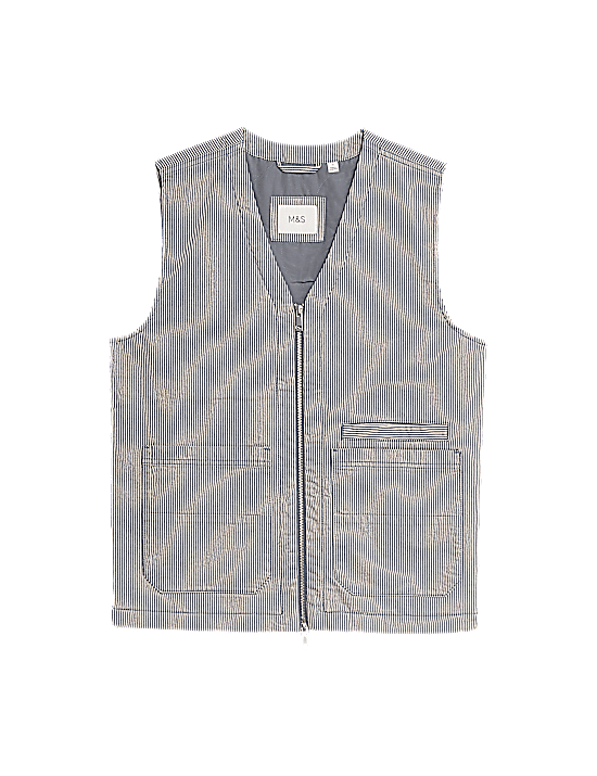 Tailored Striped Longline Waistcoat