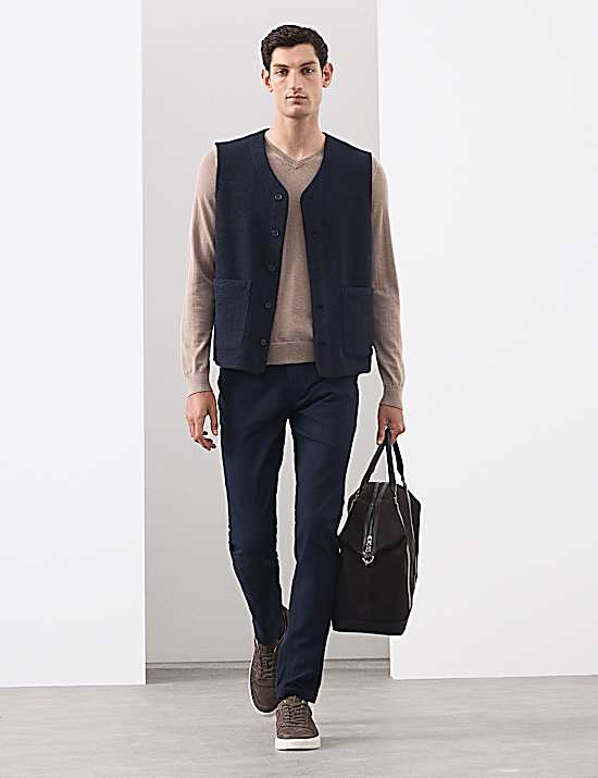Tailored Striped Longline Waistcoat