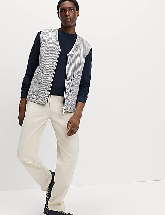 Tailored Striped Longline Waistcoat
