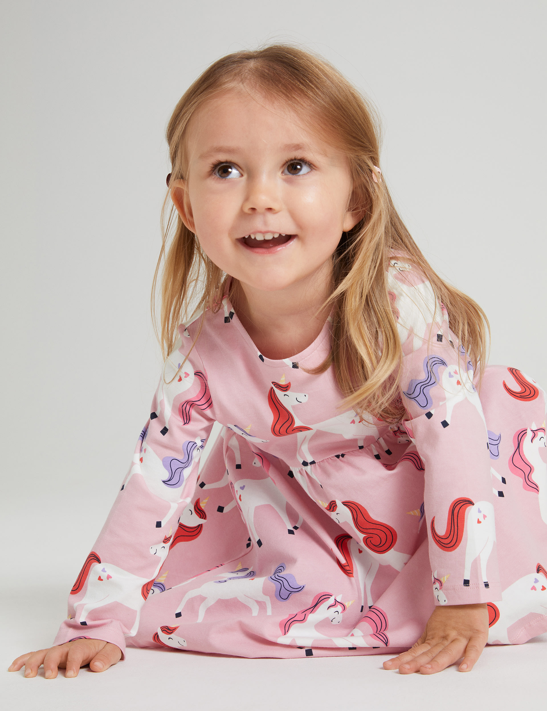 Cotton Rich Unicorn Print Dress (1-7 Yrs) | Polarn O. Pyret | M&S