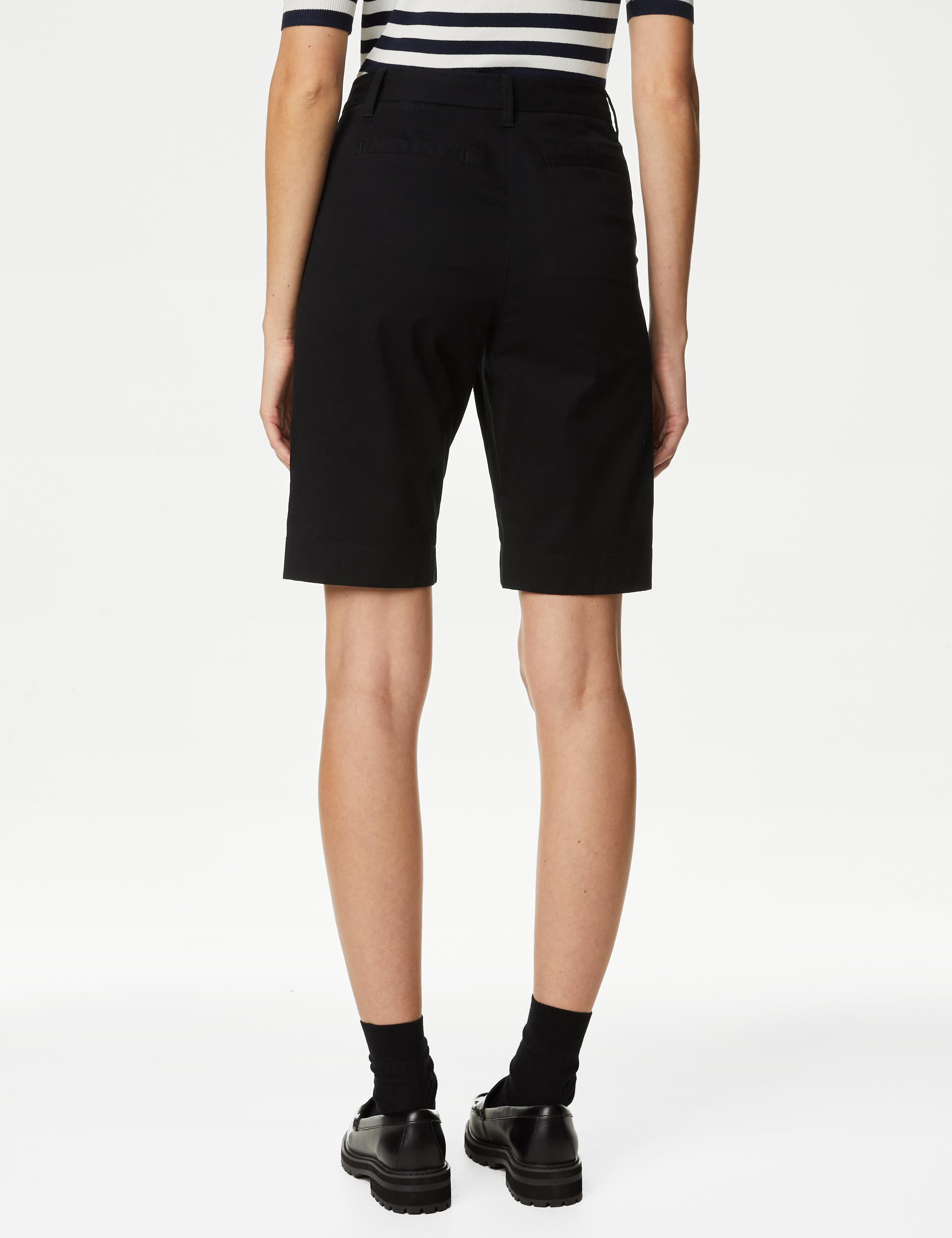 Cotton Rich High Waisted Chino Shorts M&S Collection M&S