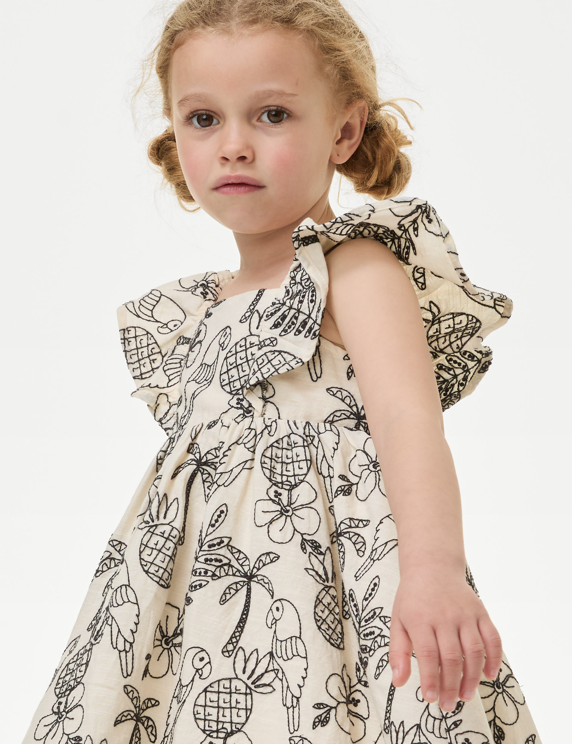 Pure Cotton Floral Embroidered Dress (2-8 Yrs) | M&S Collection | M&S