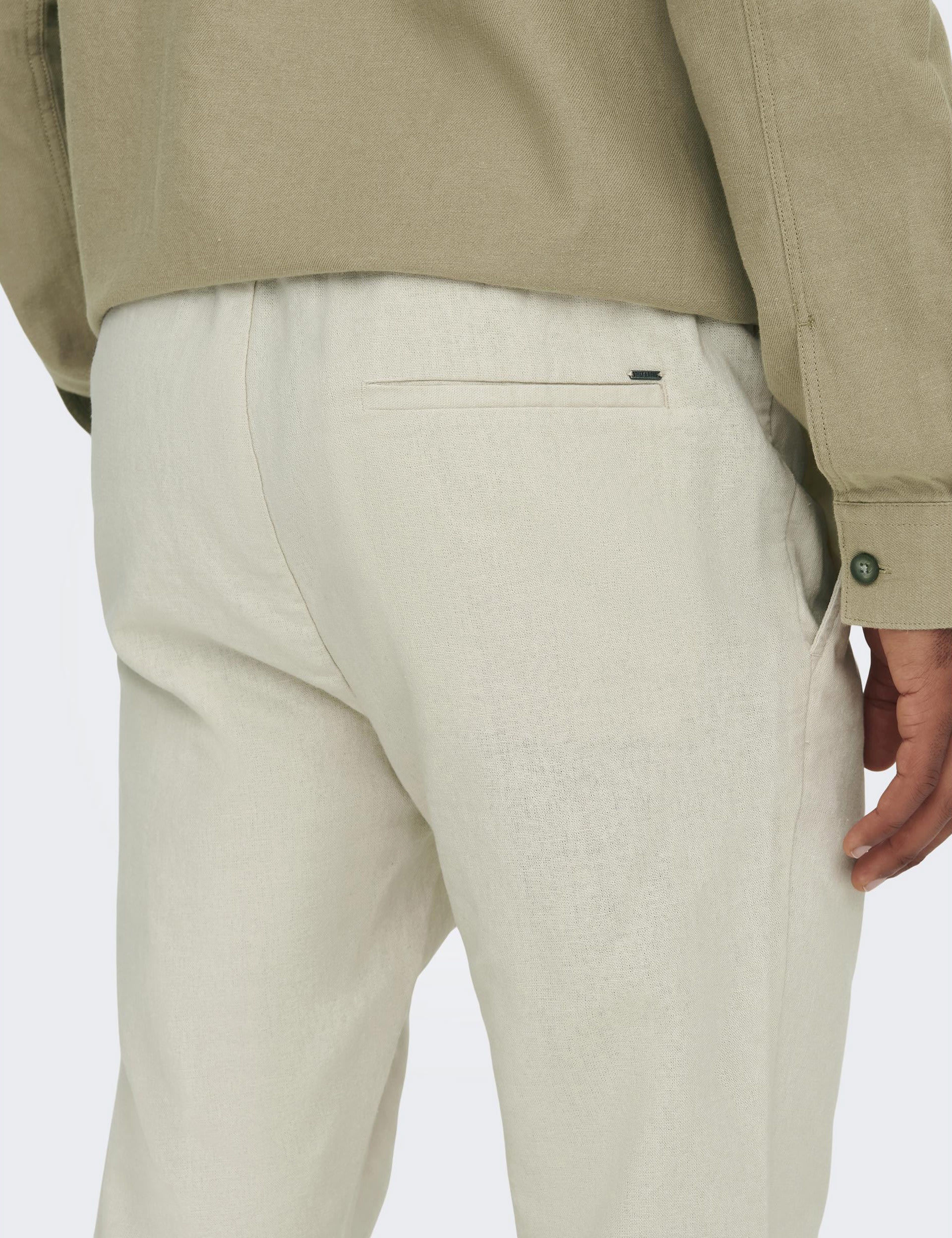 Tapered Fit Cotton Rich Trousers with Linen 6 of 7