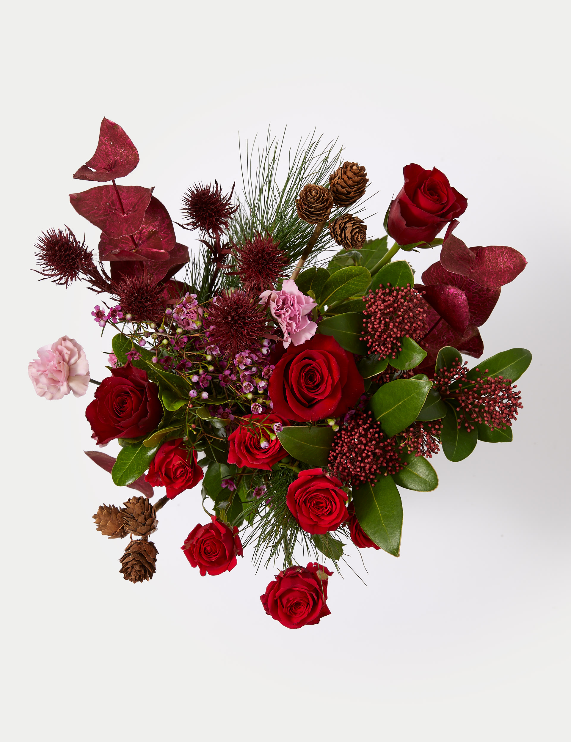 Rose & Eryngium Bouquet with Christmas Cosmo Cocktail M&S