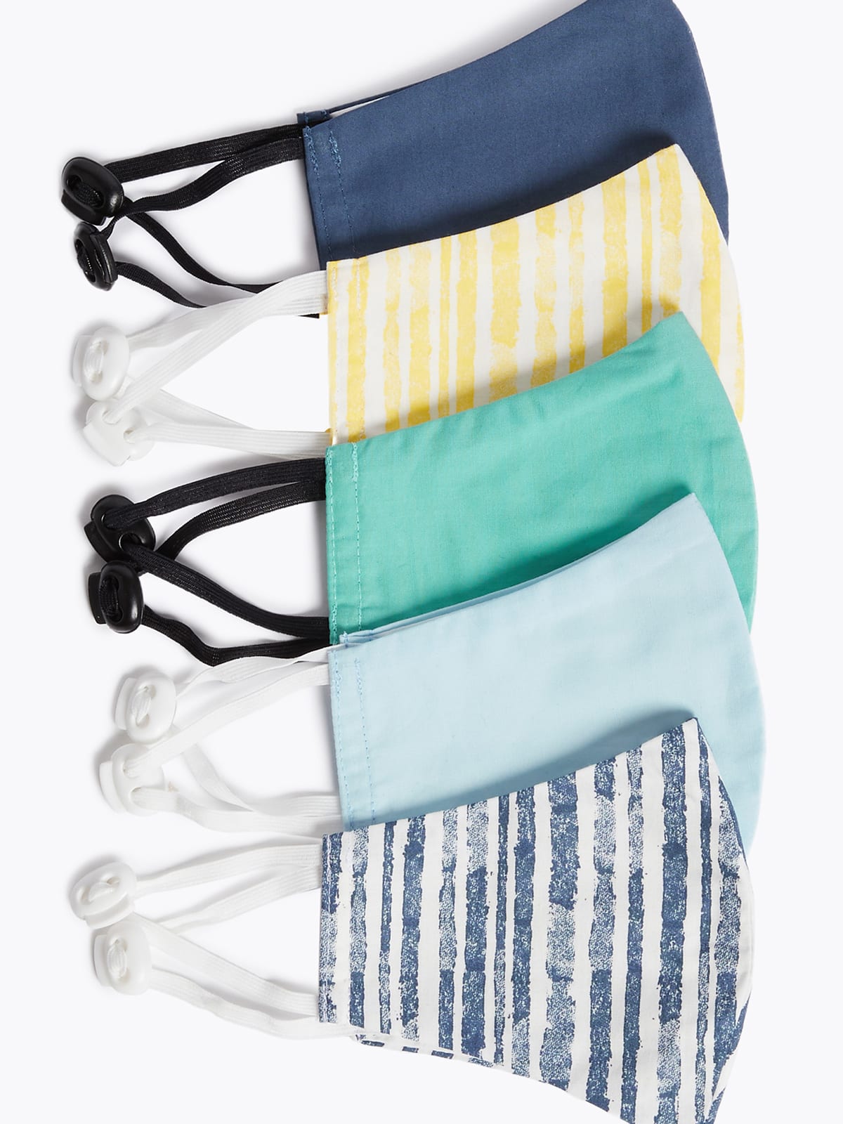 Plain and stripy face coverings for children