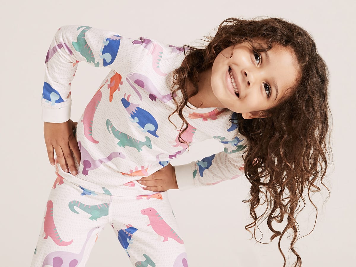Girl wearing printed pyjamas