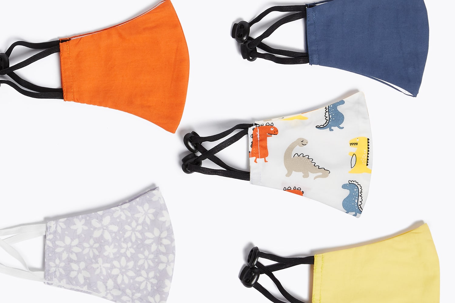 A selection of patterned face coverings