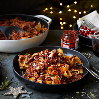 Shredded turkey ragu with fresh tagliatelle