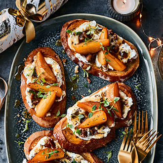 Pear, ricotta and chestnut bruschetta