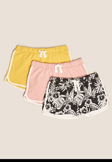 Girls’ tropical-print beach shorts