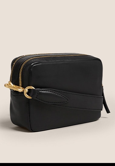 Black leather cross-body bag