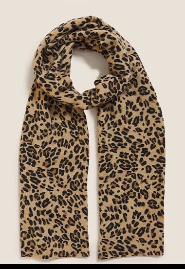 Leopard-print cashmere scarf