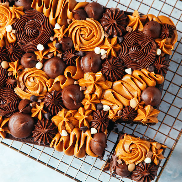 Chocolate and salted caramel traybake