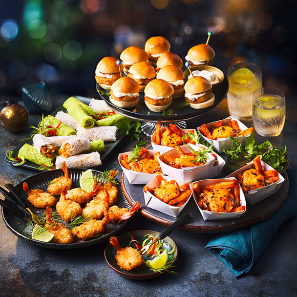 A selection of M&S party food including Our Best Ever prawn toasts