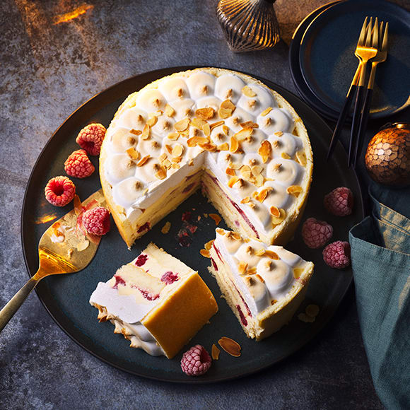 M&S frozen trifle caked Alaska dessert on plate