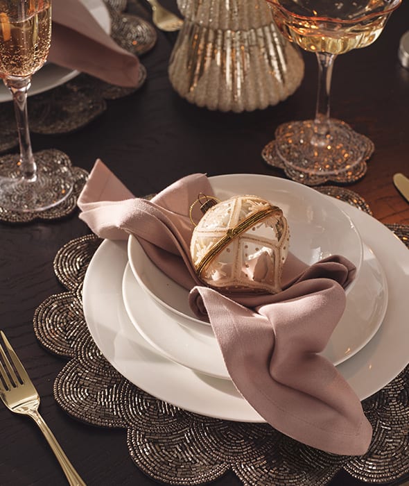 Christmas table decorated with a vintage dining theme