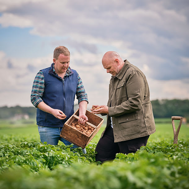 New potato grower and Tom Kerridge