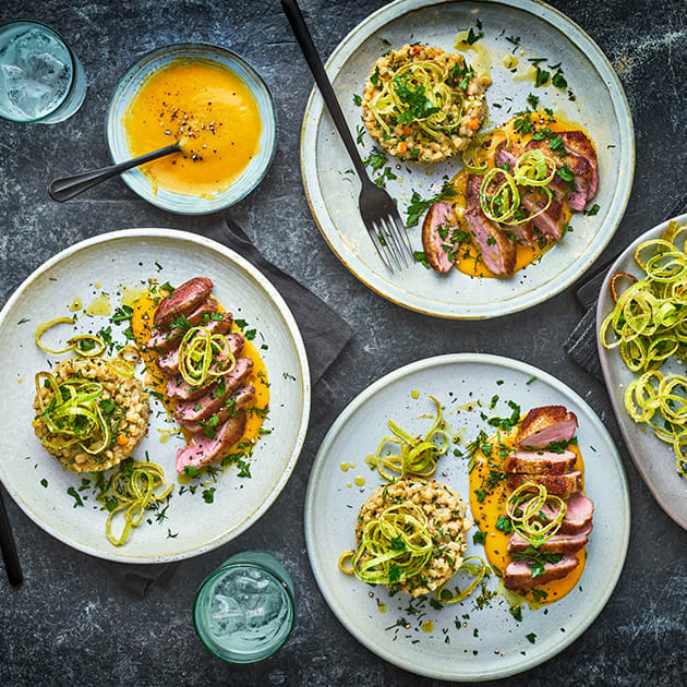 Seared duck with apricot