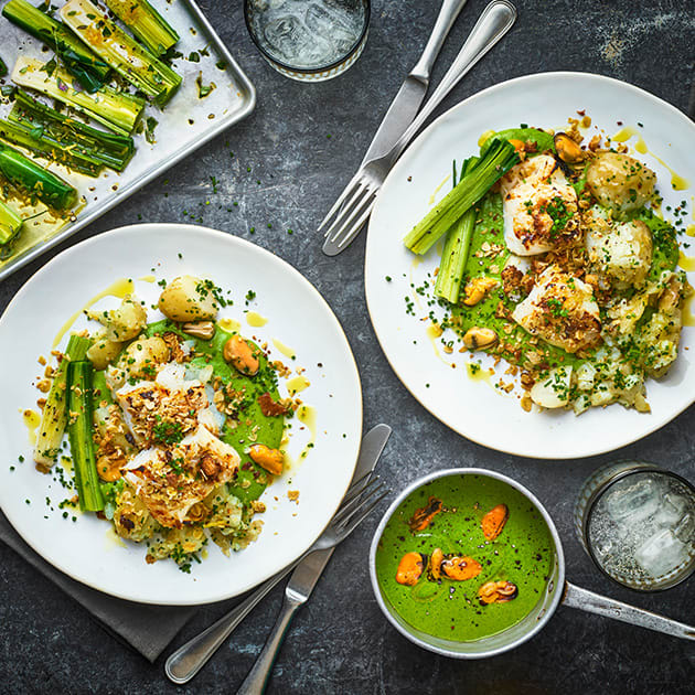 Oat and sesame crusted cod
