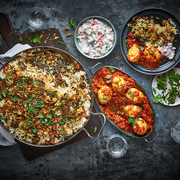 Tony Singh's wild mushroom biryani with all the fixings
