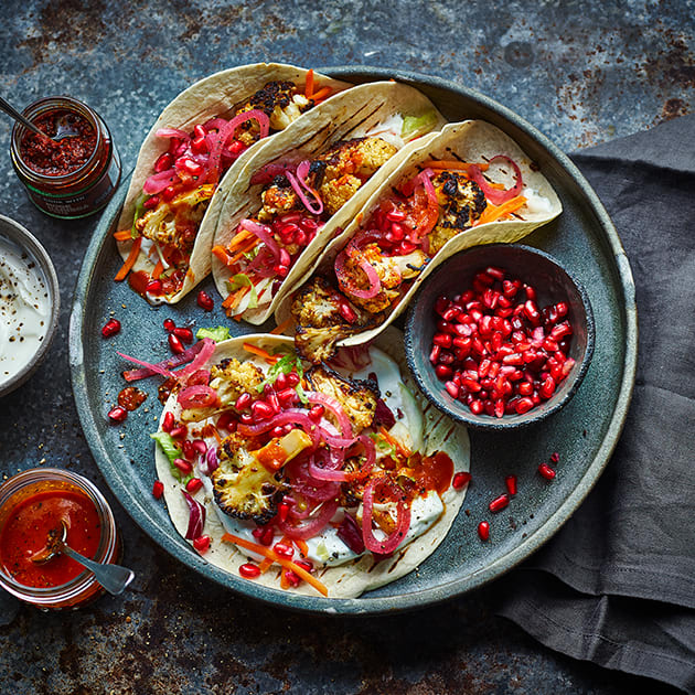 Harissa cauliflower wraps 