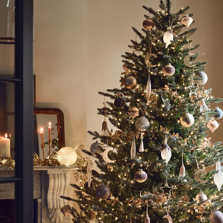 christmas trees with decorations
