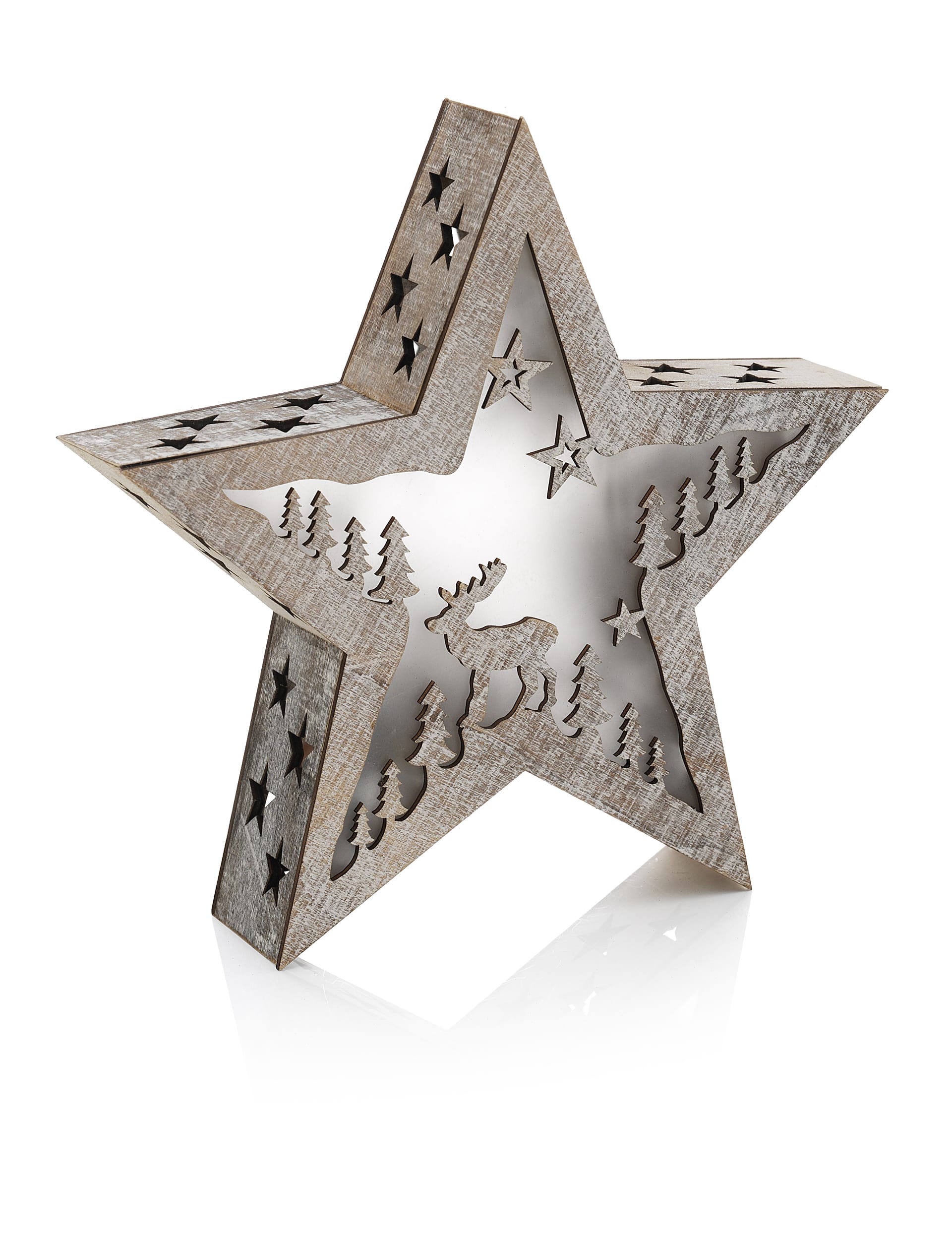 Wooden LED Light Up Star Image 2 of 3