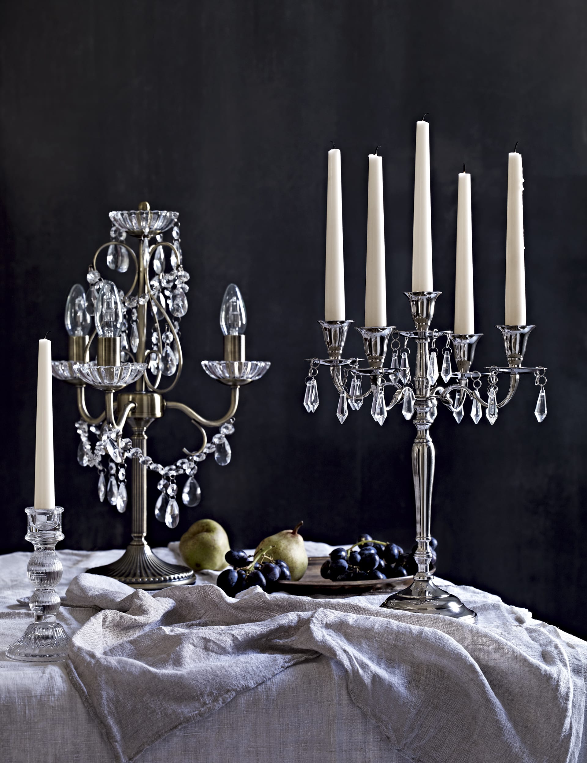 Short Pressed Glass Dinner Candleholder Image 1 of 2