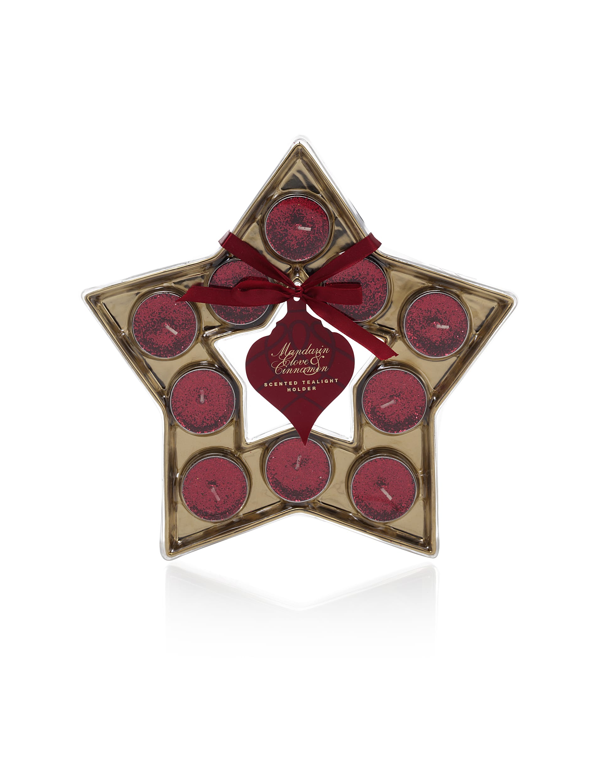 Mandarin, Clove & Cinnamon Star Glitter Tealight Votive set Image 1 of 2