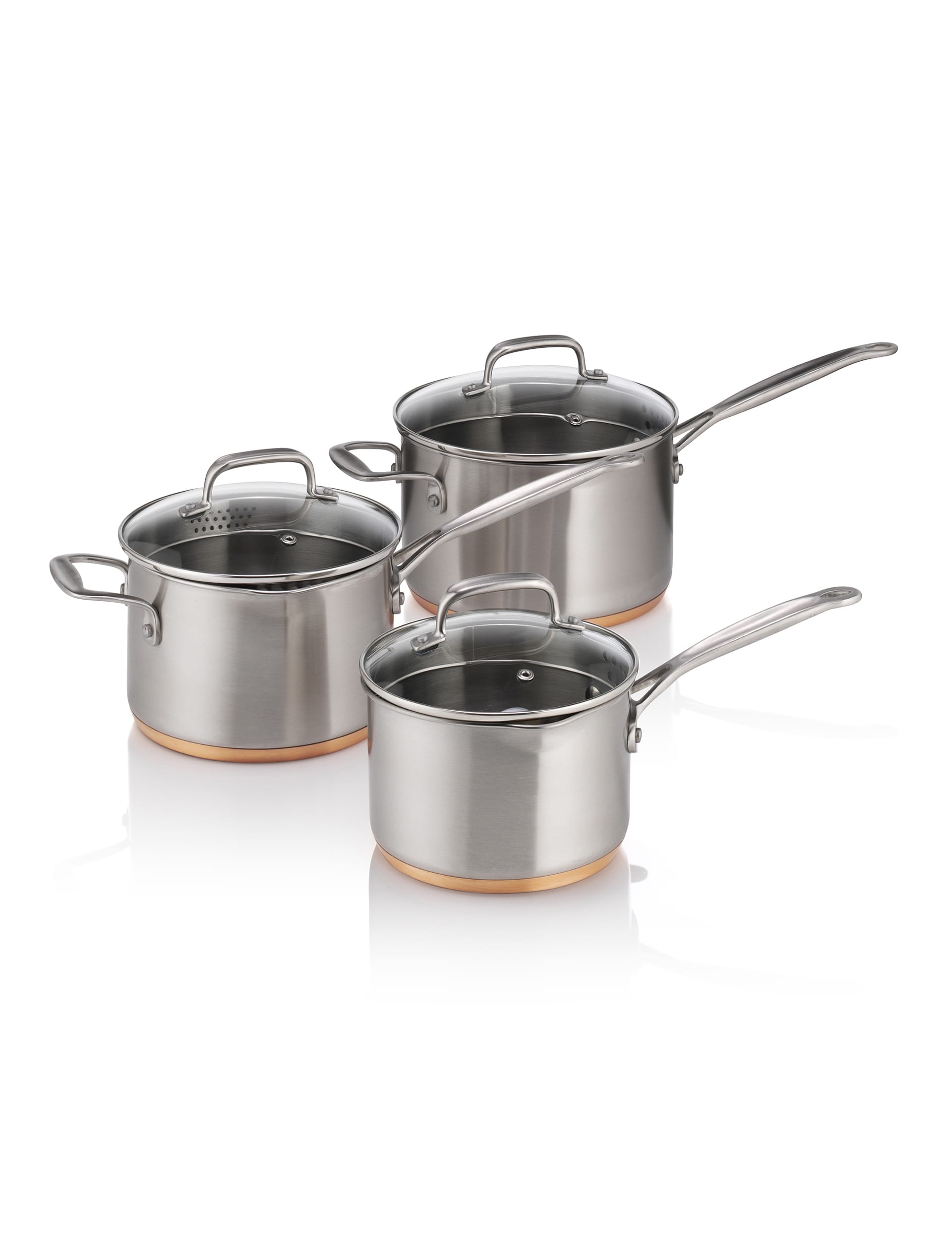 3 Piece Stainless Steel Copper Base Saucepan Set M S