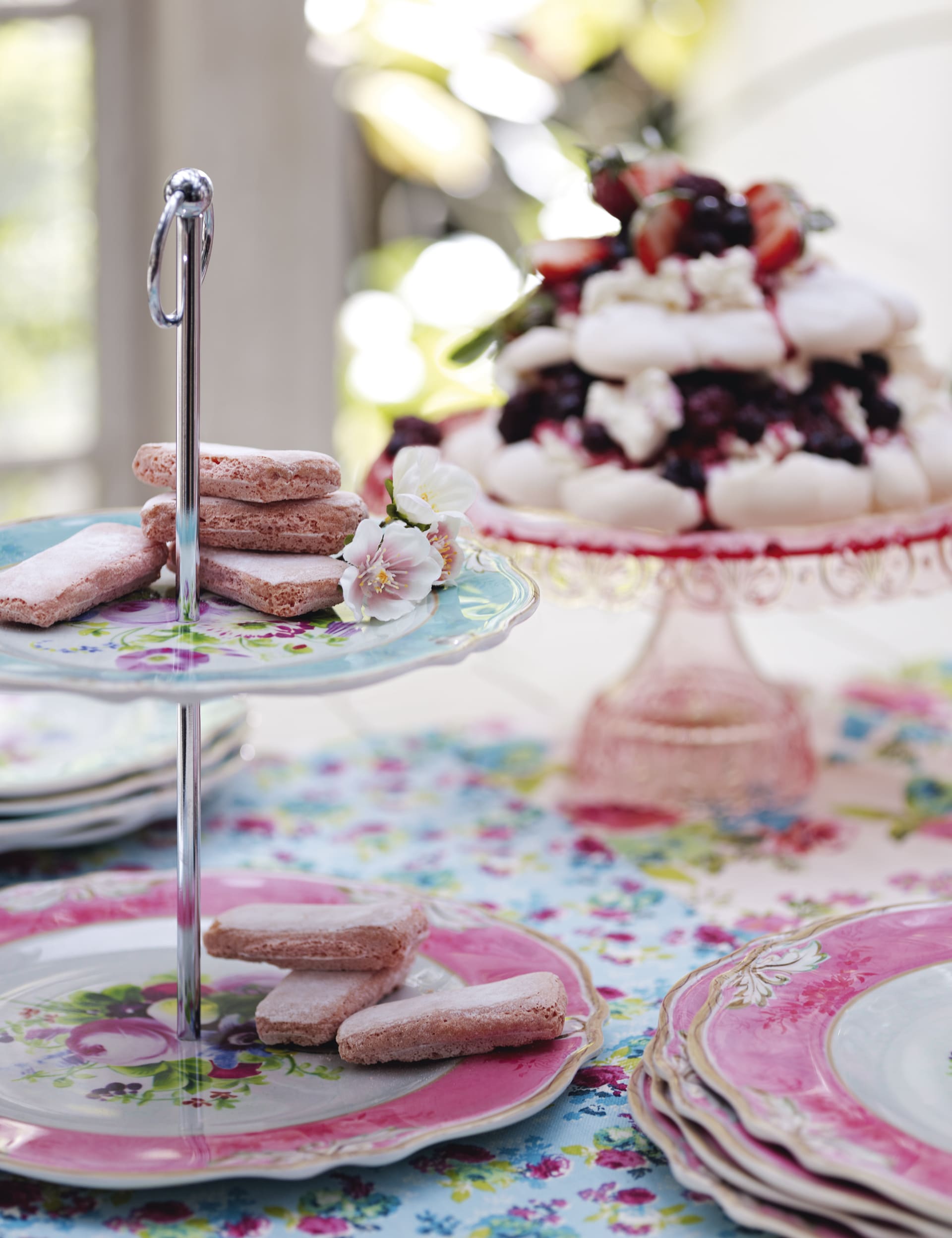 2-Tier Floral Antique Cake Stand Image 1 of 2