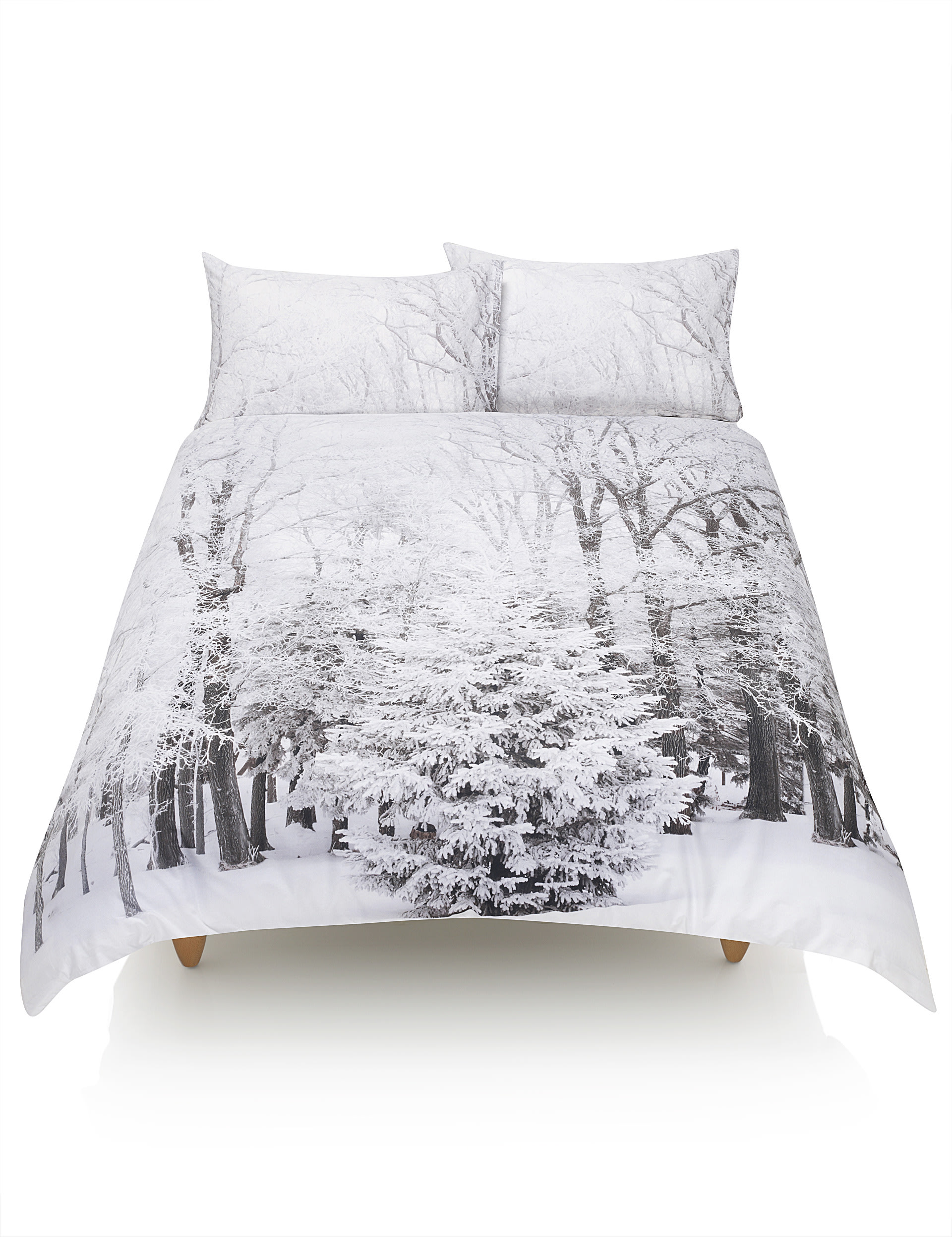 Pure Cotton Digital Snow Forest Print Bedding Set Image 1 of 2