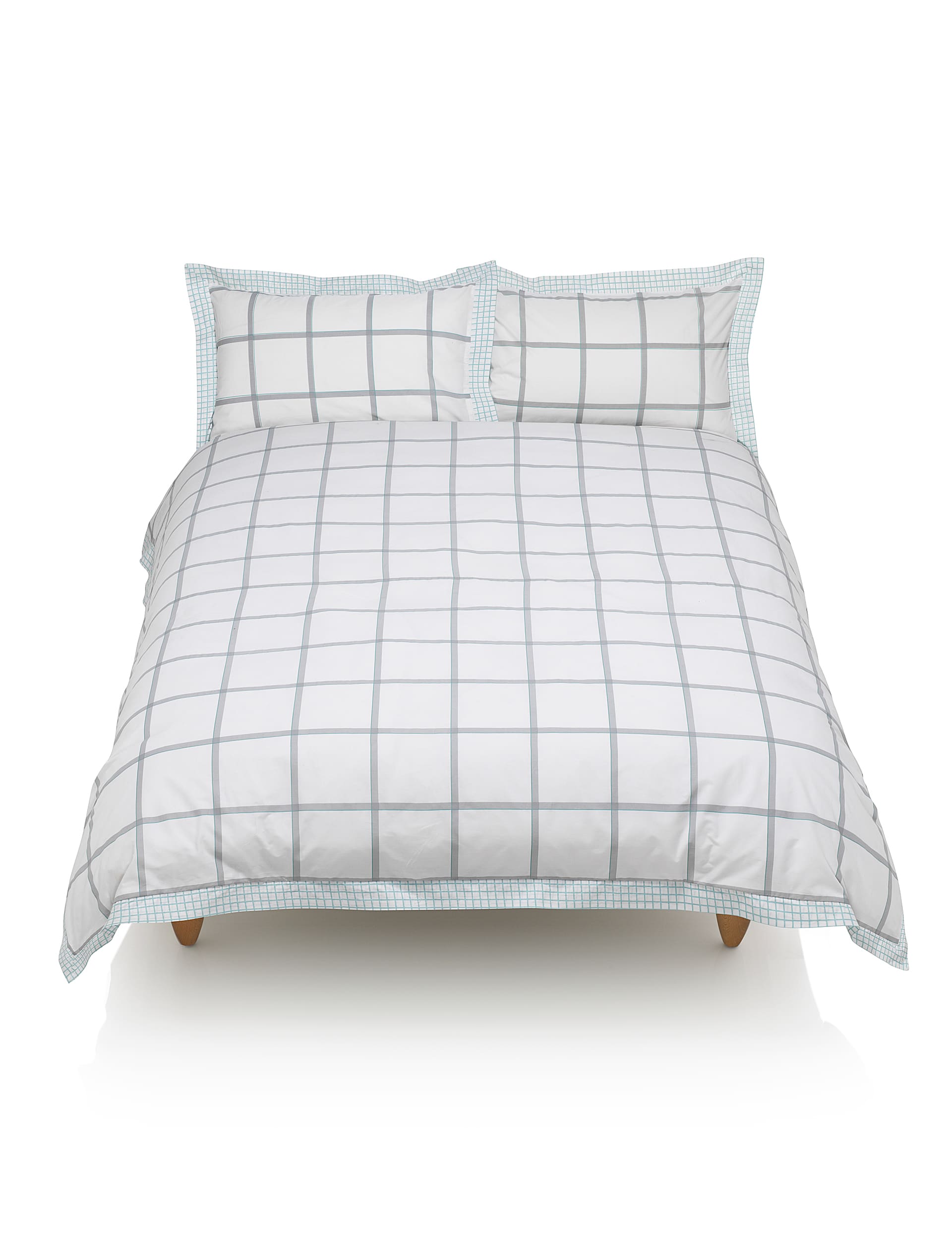 Conran Aqua Checked Bedding Set Image 2 of 3
