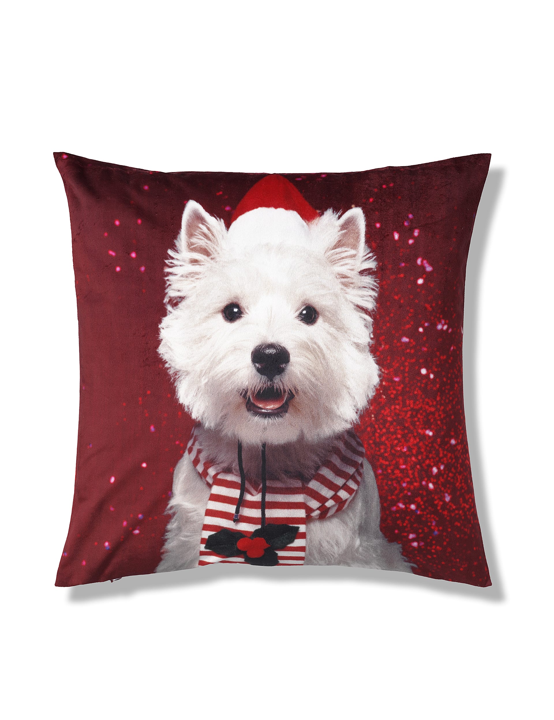 Dog Print Christmas Cushion M S