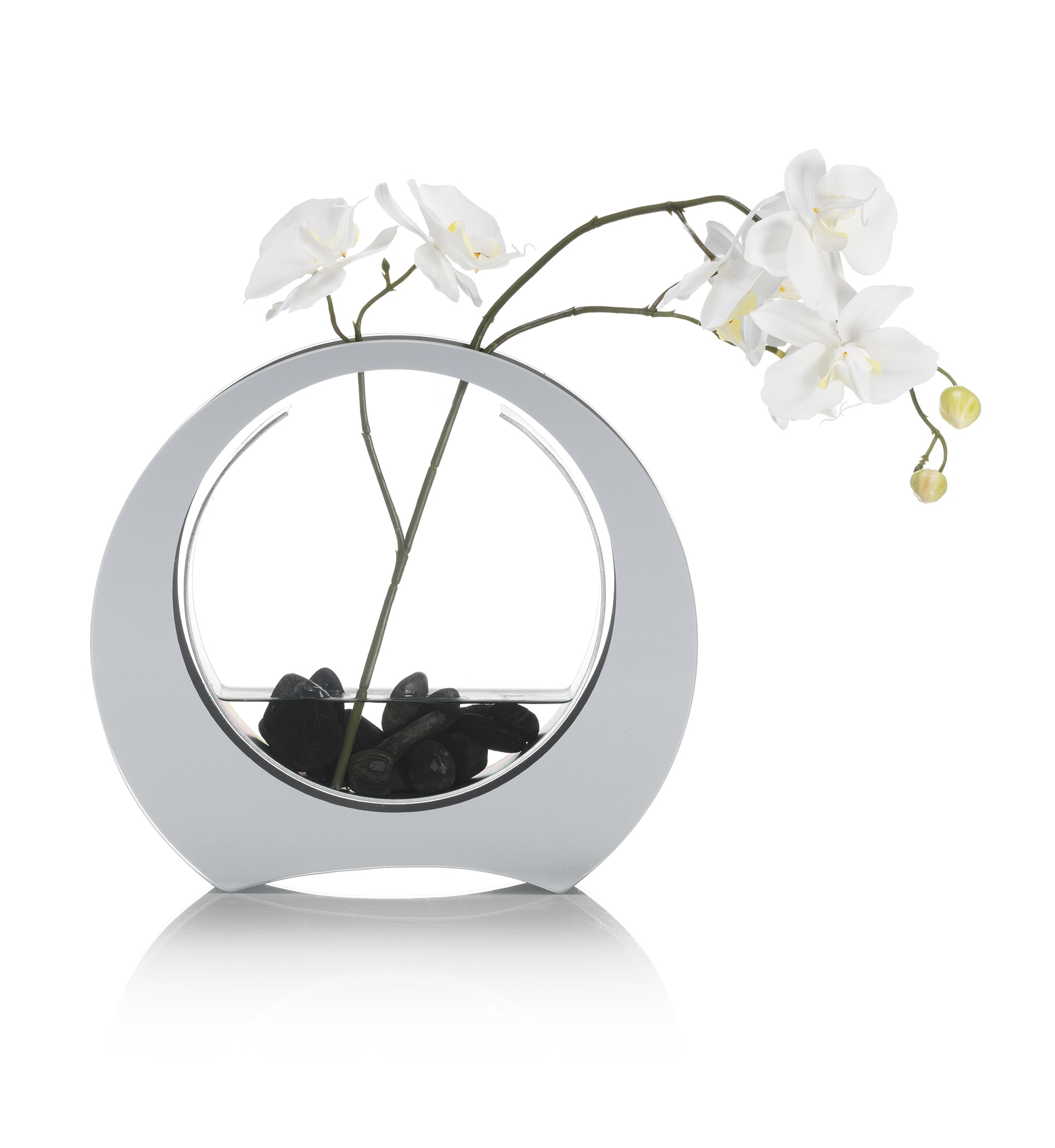 Artificial Orchid in Circle Mirrored Vase Image 1 of 1