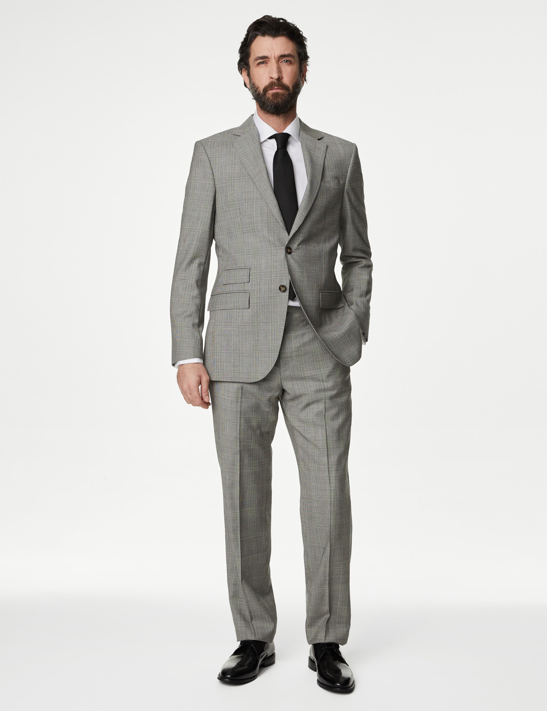 Regular Fit Pure Wool Check Suit