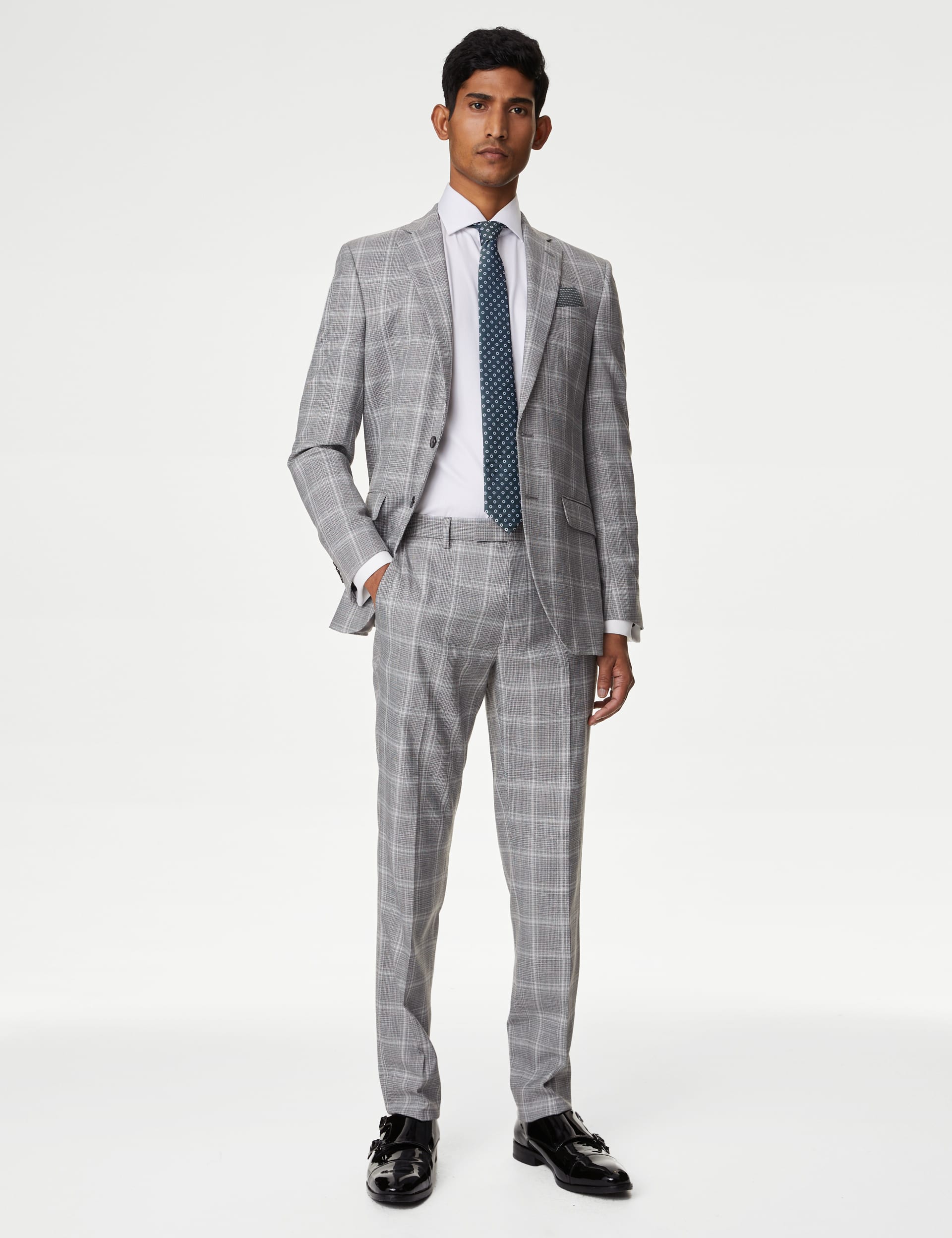 Slim Fit Check Stretch Suit