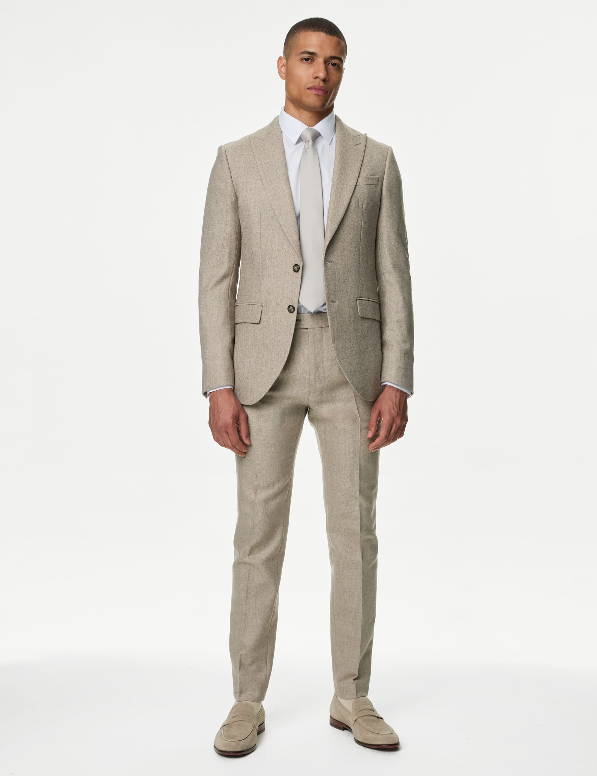 Slim Fit Wool Blend Herringbone Suit