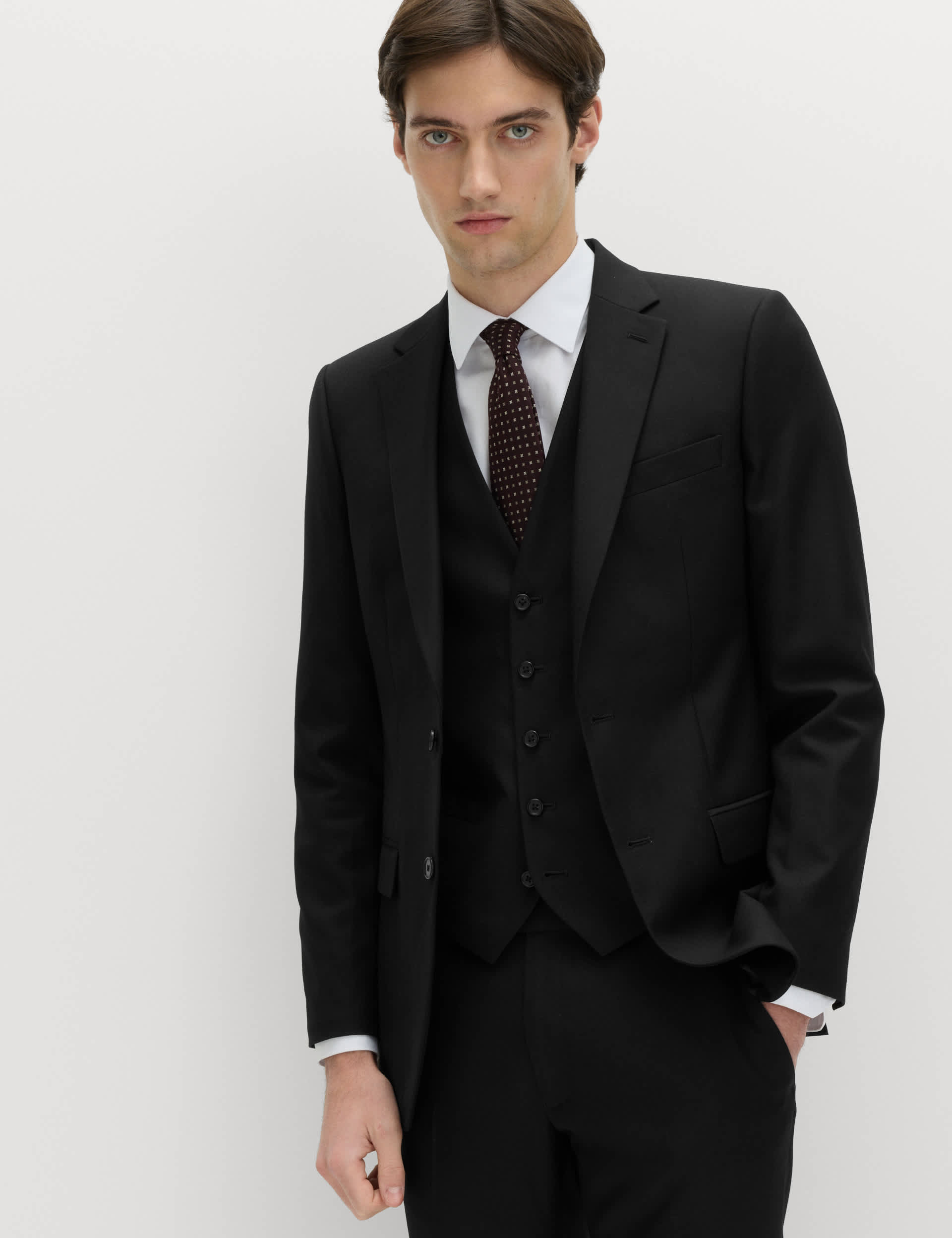 Casual Pink Solid Color Flax Slim Fit Men's Suits Single Breasted 2 Pieces Wedding Suit main image 1