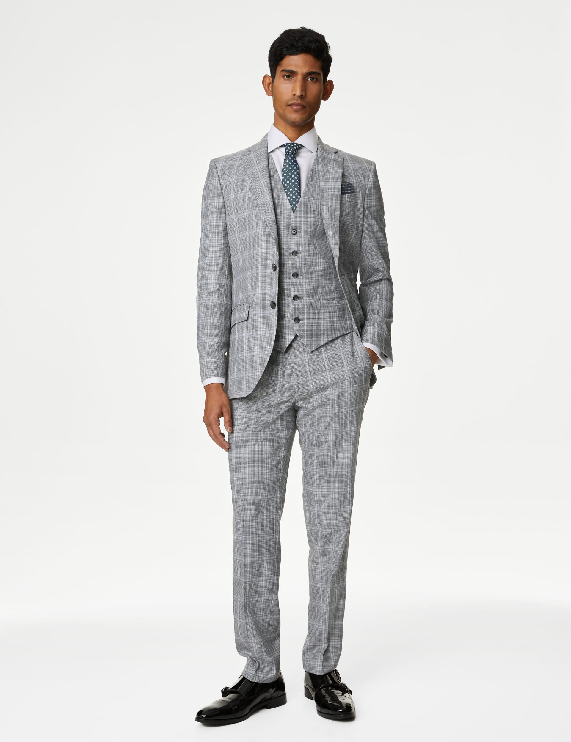 Slim Fit Check Stretch Suit