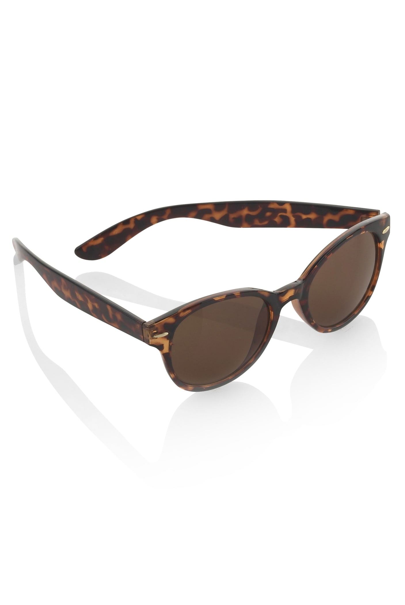Mock Tortoiseshell Round Frame Sunglasses Image 1 of 1