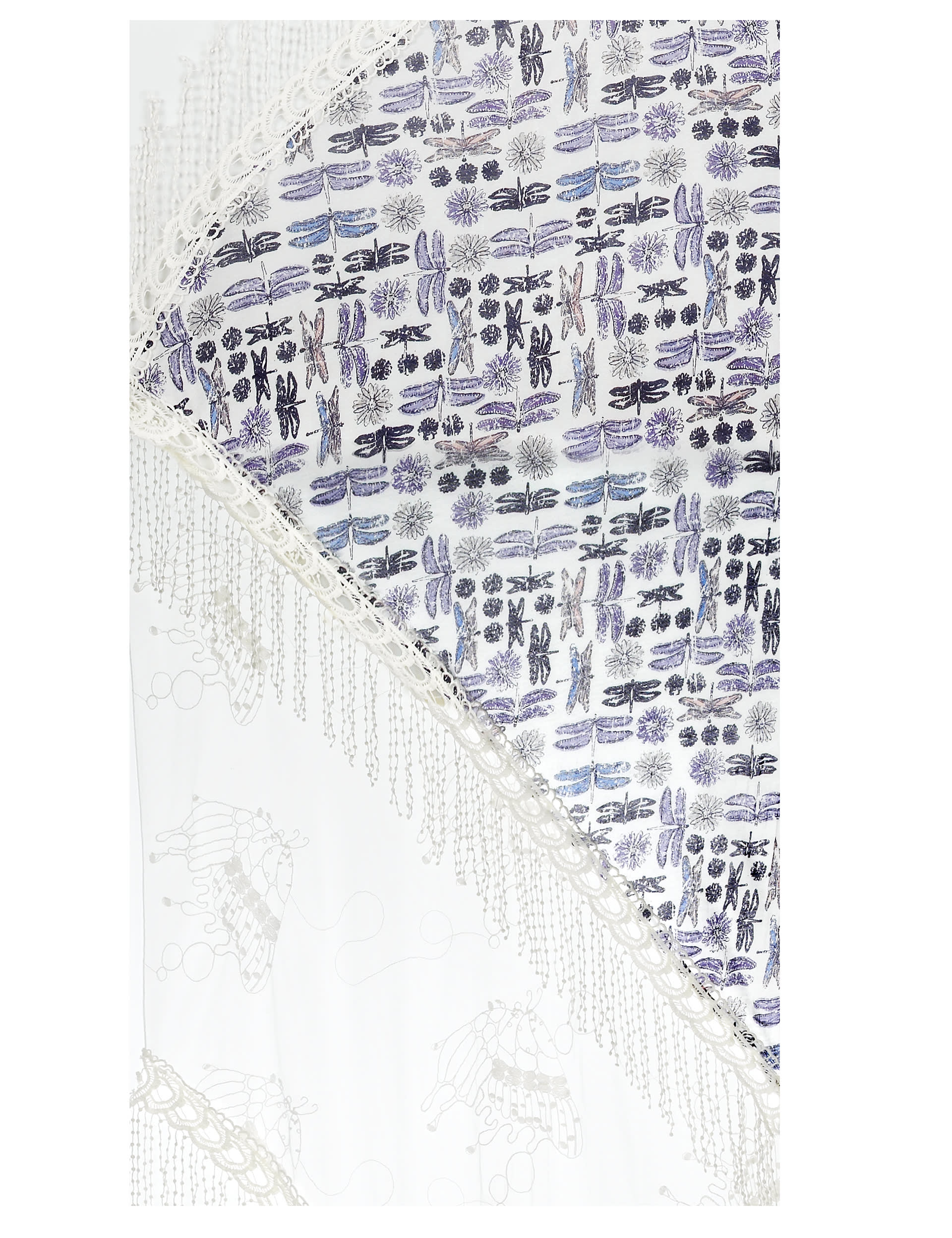 Lightweight Dragonfly Print Lace Scarf Image 2 of 3
