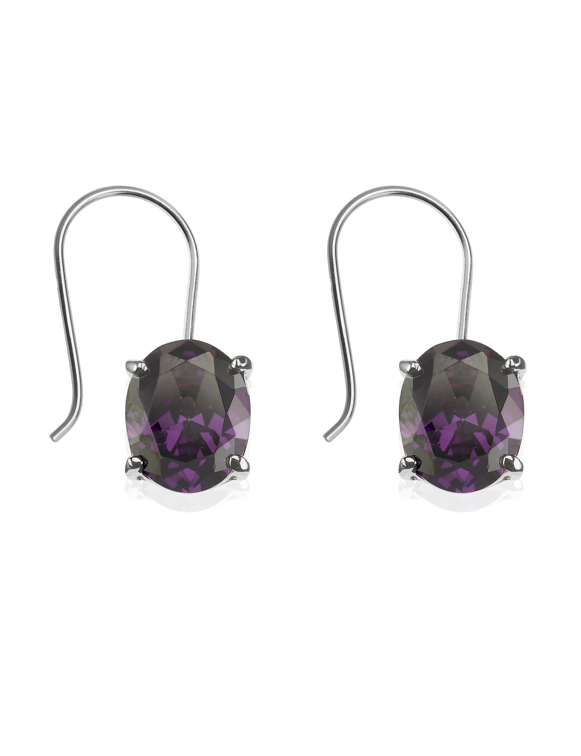 Platinum Plated Oval Drop Earrings Image 1 of 1