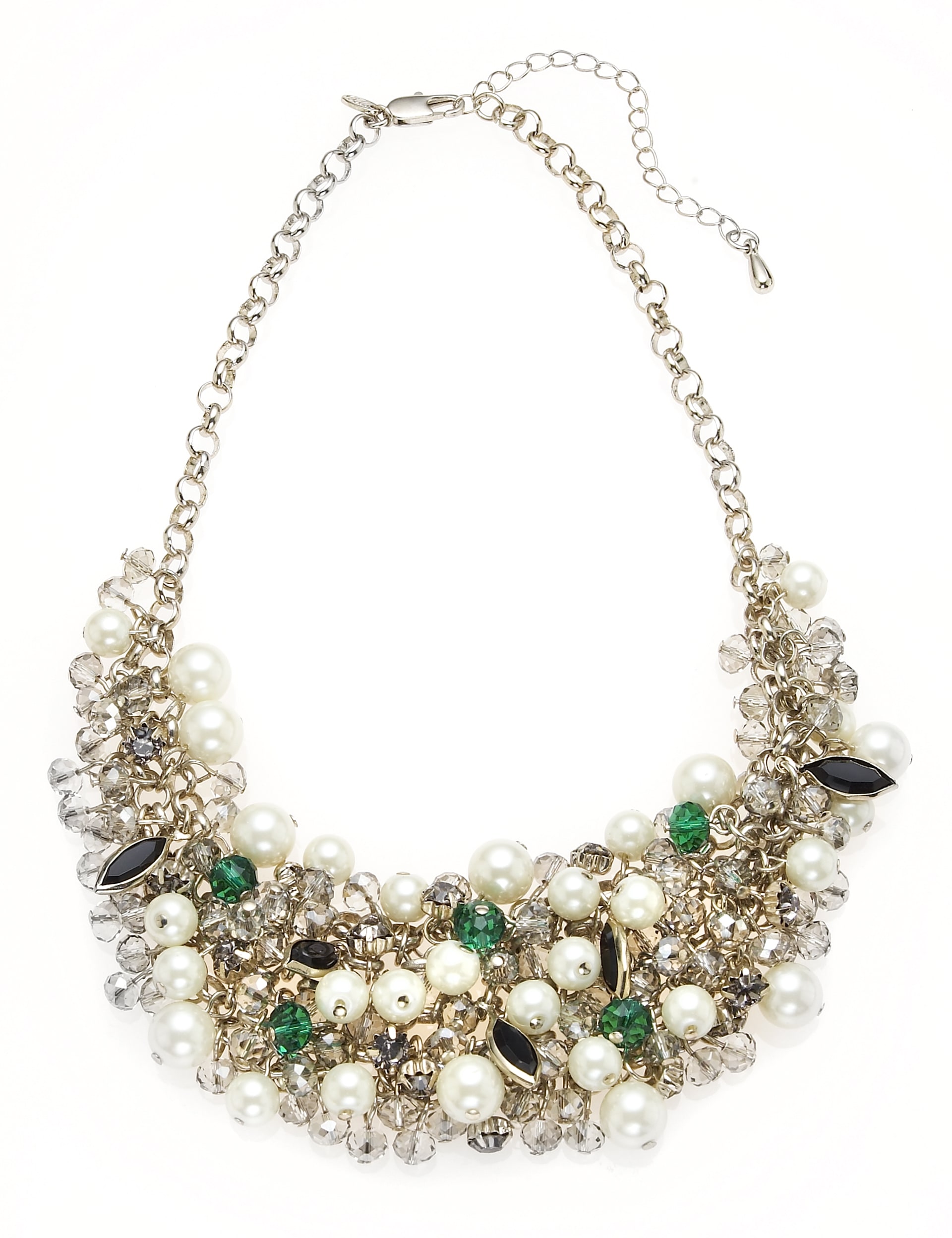 Faux Pearl Sparkle Cluster Necklace Image 1 of 1