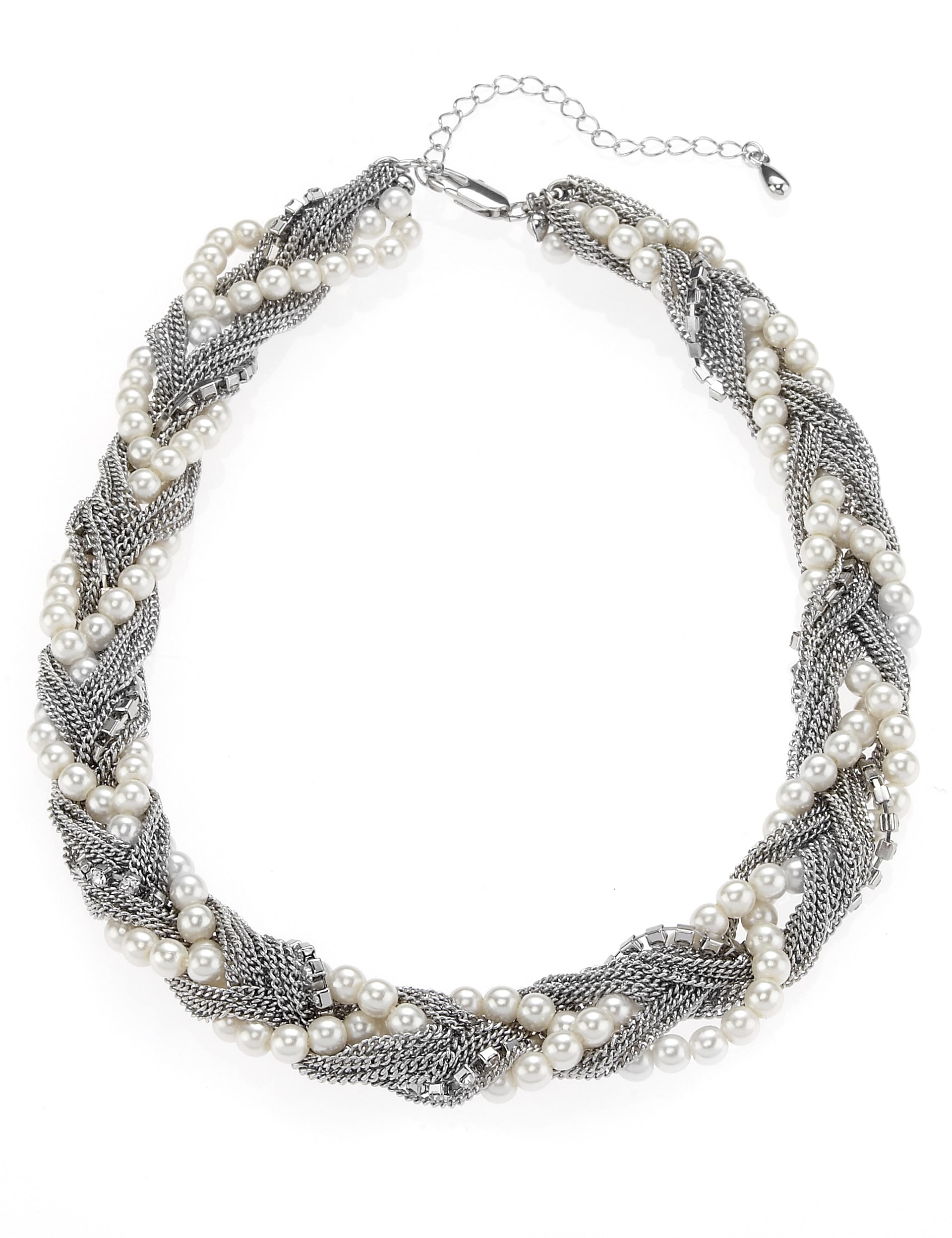 Twisted Chain & Pearl Effect Necklace Image 1 of 1