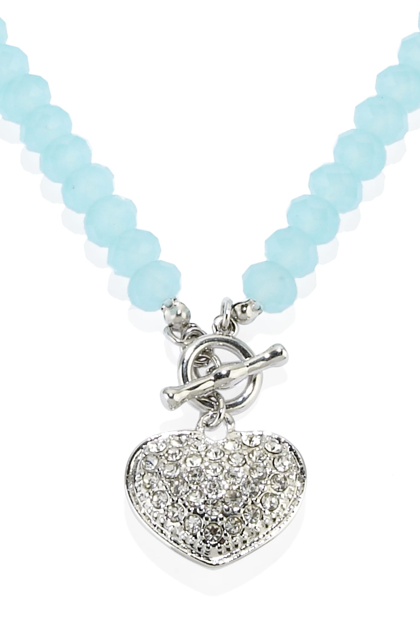 Sparkle Heart Pendant T-Bar Necklace Image 1 of 2